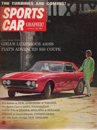 SPORTS CAR GRAPHIC 1966 OCT - TURBINES, FIAT 850, DINALPIN, GHIA 450SS